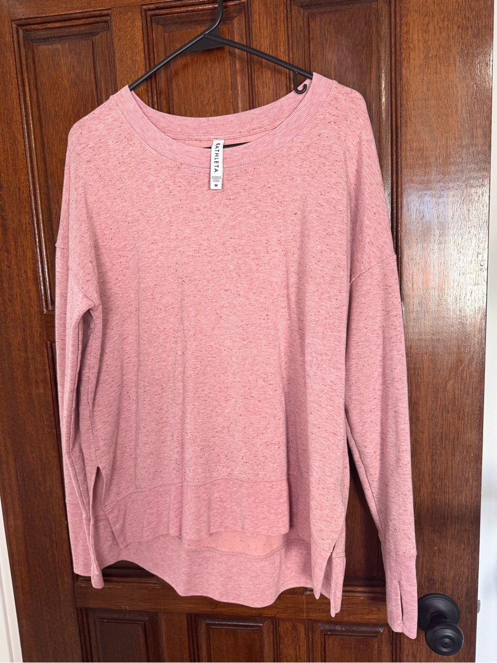 Athleta Soft Heathered Pink Scoop Neck Pullover